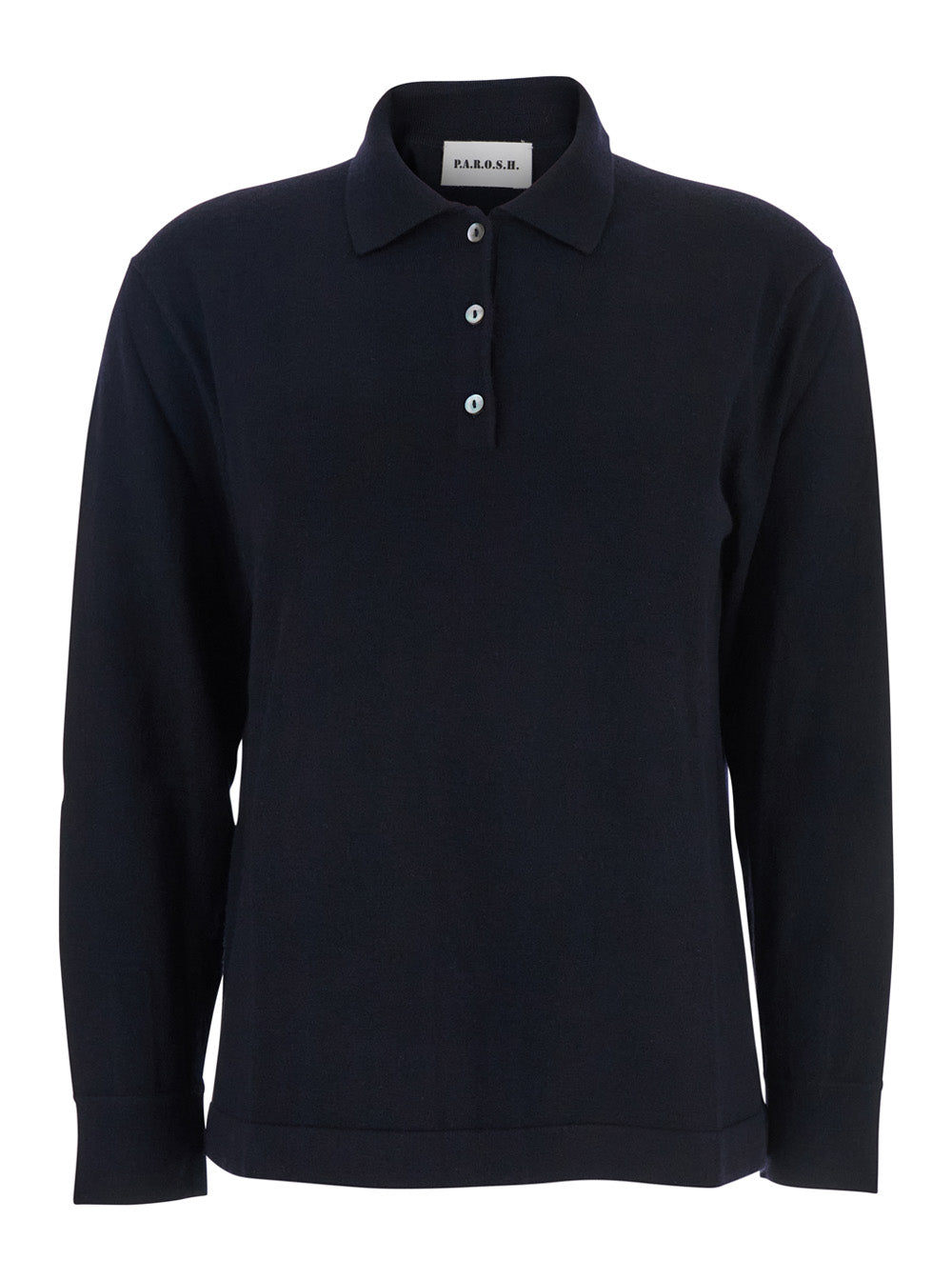 P.A.R.O.S.H. Women Blue Polo Shirt With Classic Collar And Long Sleeves In Wool Woman P.A.R.O.S.H.