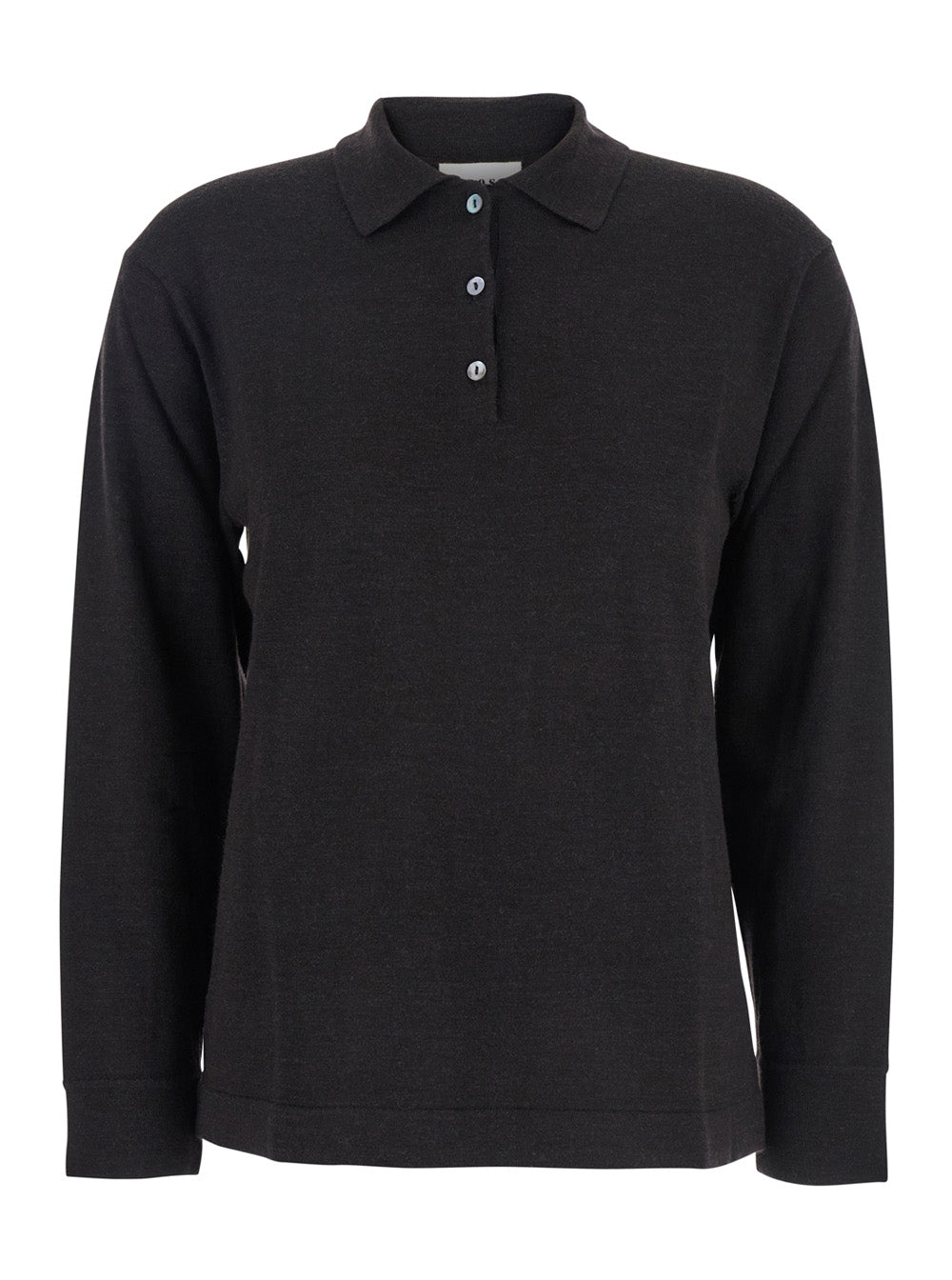 P.A.R.O.S.H. Women Brown Polo Shirt With Classic Collar And Long Sleeves In Wool Woman P.A.R.O.S.H.