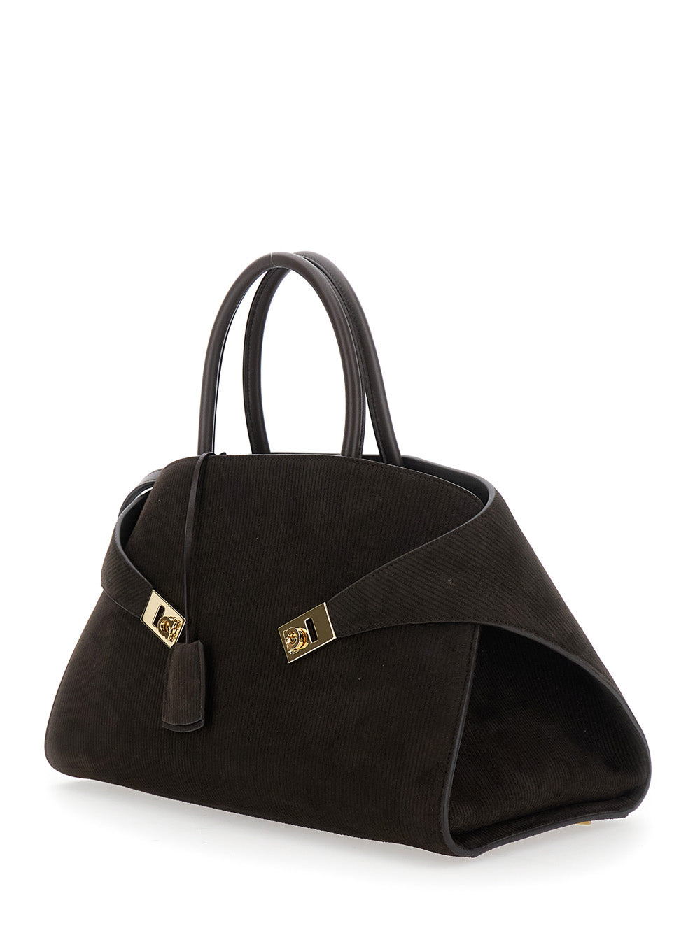 Ferragamo Women 'Hug Bicolor' Brown Handbag With Logo And Gancini Buckle In Leather Woman FERRAGAMO