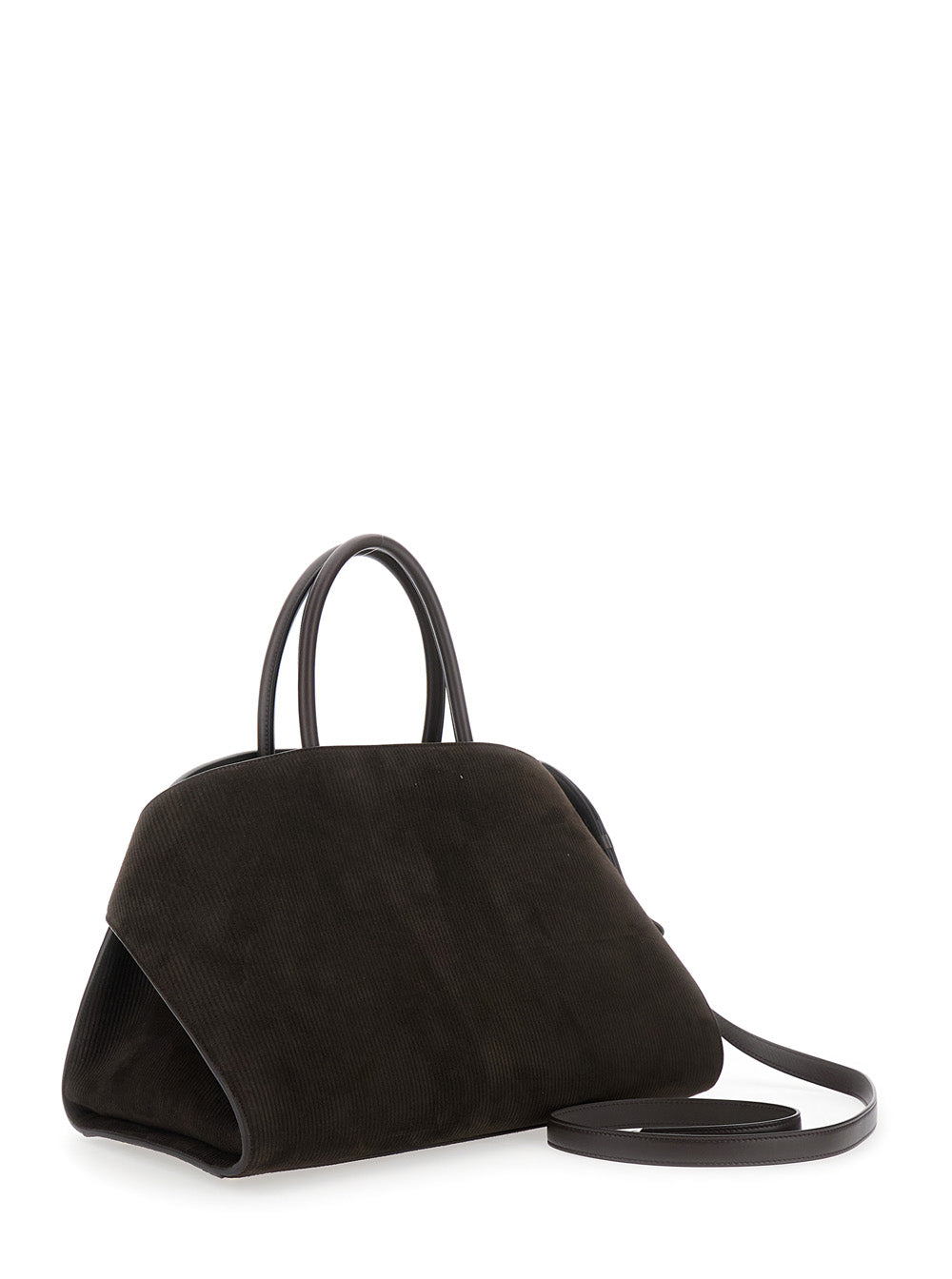 Ferragamo Women 'Hug Bicolor' Brown Handbag With Logo And Gancini Buckle In Leather Woman FERRAGAMO