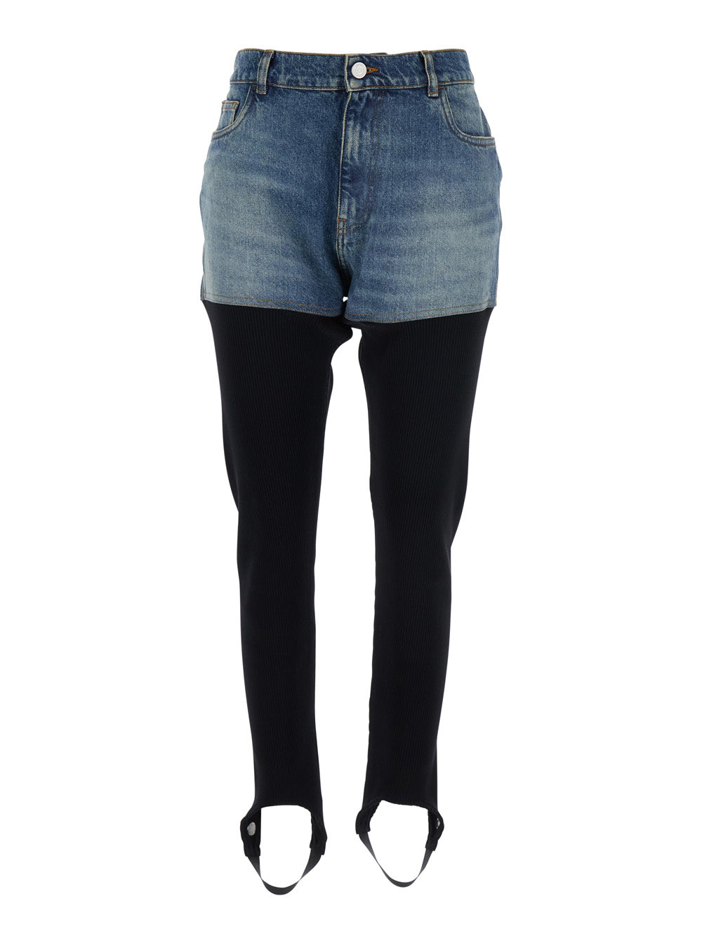 Coperni Women Multicolor Ribbed Leggings With Back Logo Plaque In Cotton Woman COPERNI