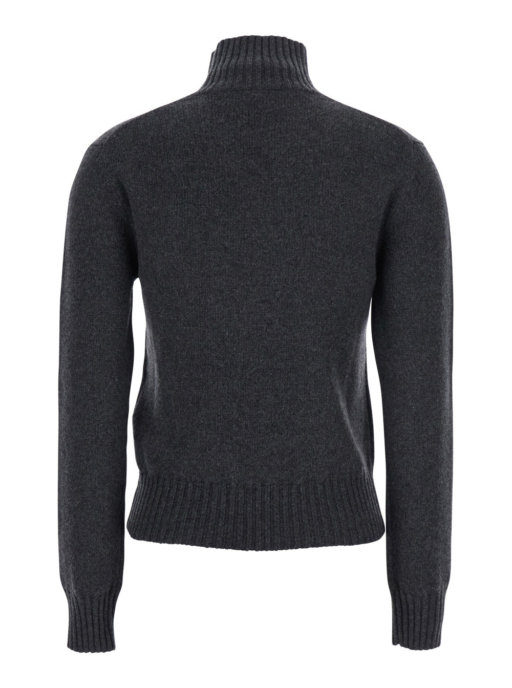 Ami Paris Women Grey Turtleneck Sweater With Ribbed Trims In Cashmere Woman AMI PARIS