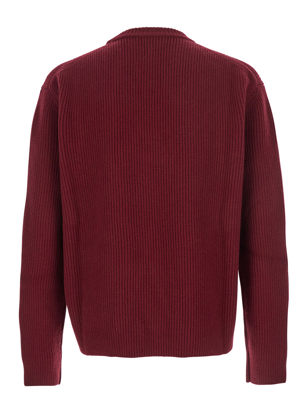 Gucci Men Bordeaux Crewneck Sweater With Logo Lettering Embroidery On The Front In Wool Man GUCCI