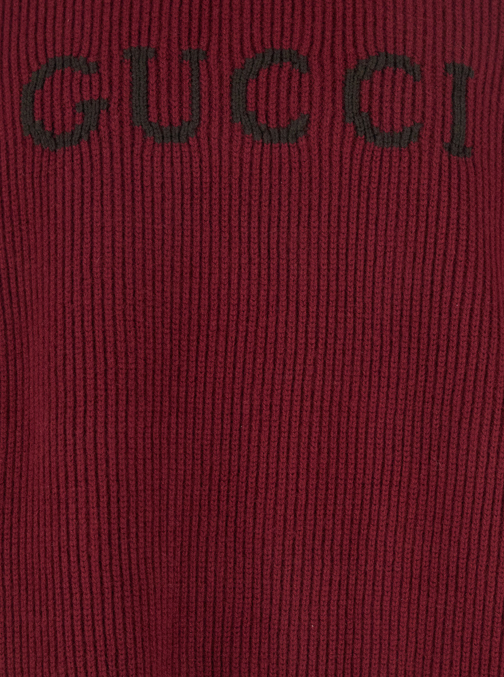 Gucci Men Bordeaux Crewneck Sweater With Logo Lettering Embroidery On The Front In Wool Man GUCCI