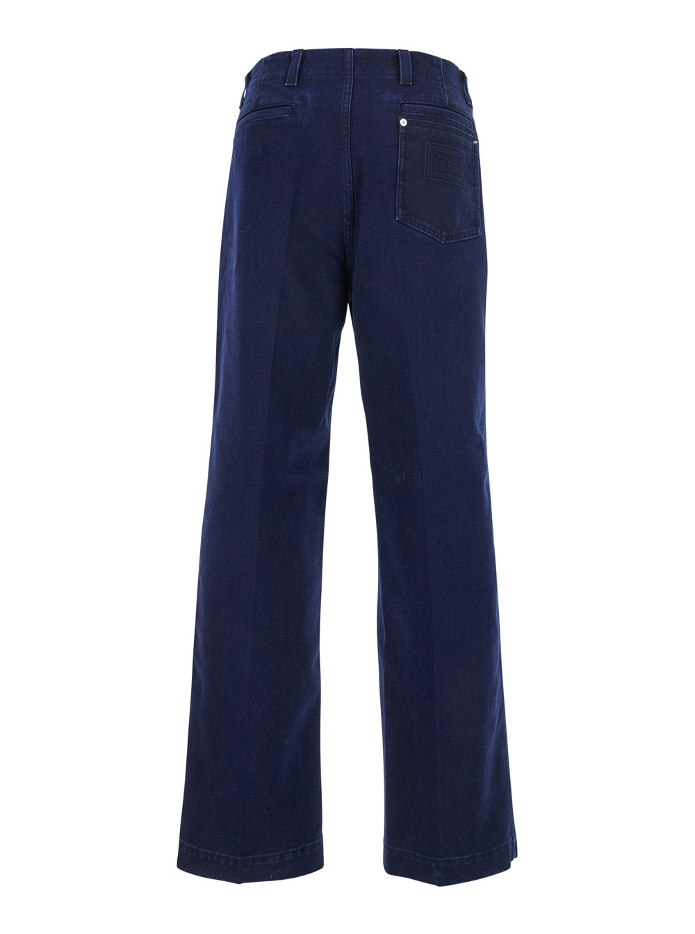 Gucci Men Blue Pants With One Patch Pocket On The Rear And Logo Lettering On The Rear In Cotton Canvas Man GUCCI