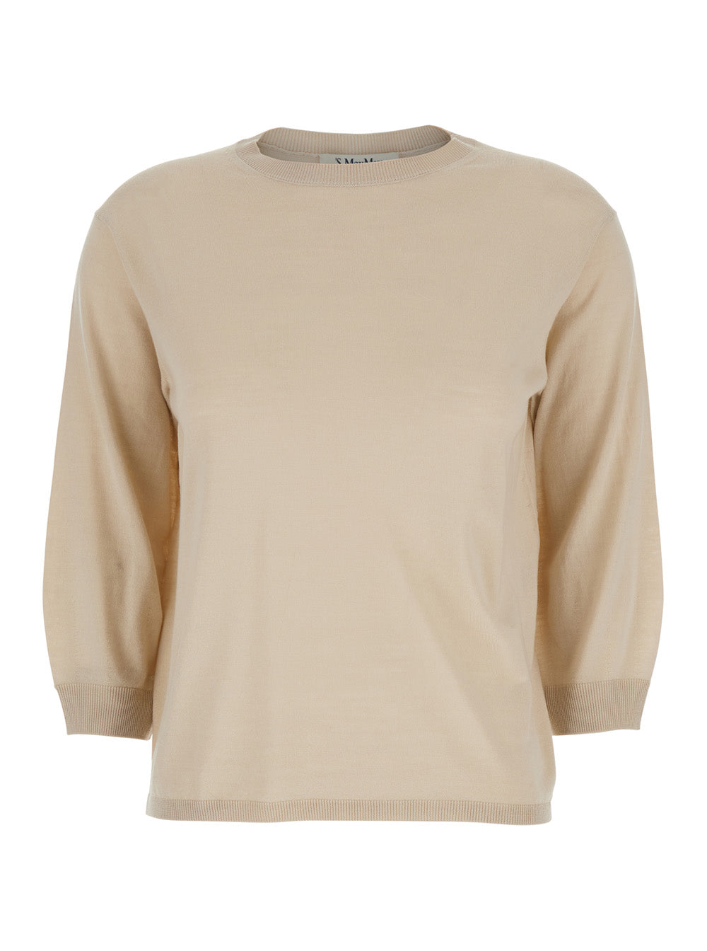 'S Maxmara Women 'Amici' Beige Sweater With Three-Quarter Sleeves In Virgin Wool Woman S MAX MARA