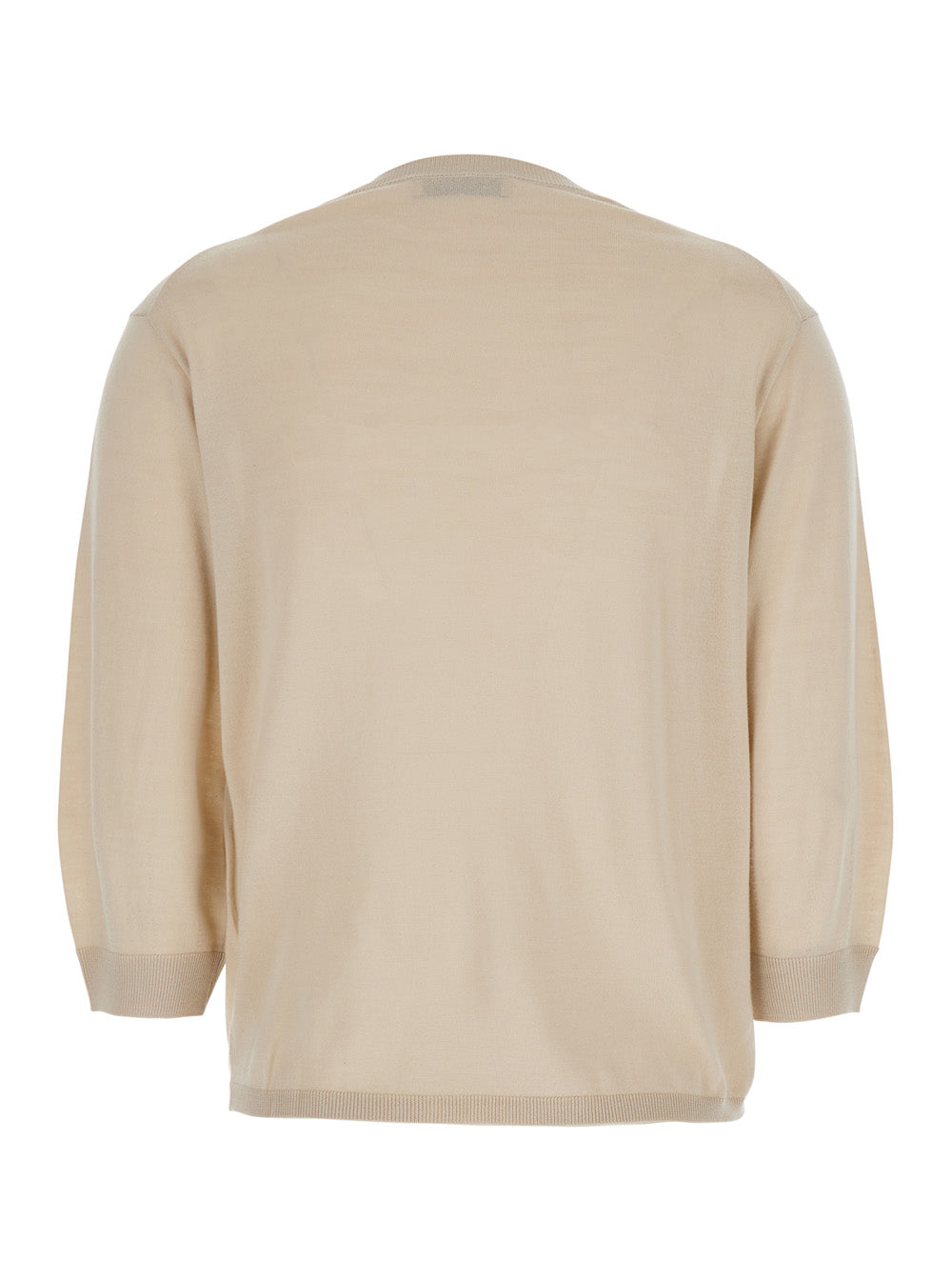 'S Maxmara Women 'Amici' Beige Sweater With Three-Quarter Sleeves In Virgin Wool Woman S MAX MARA