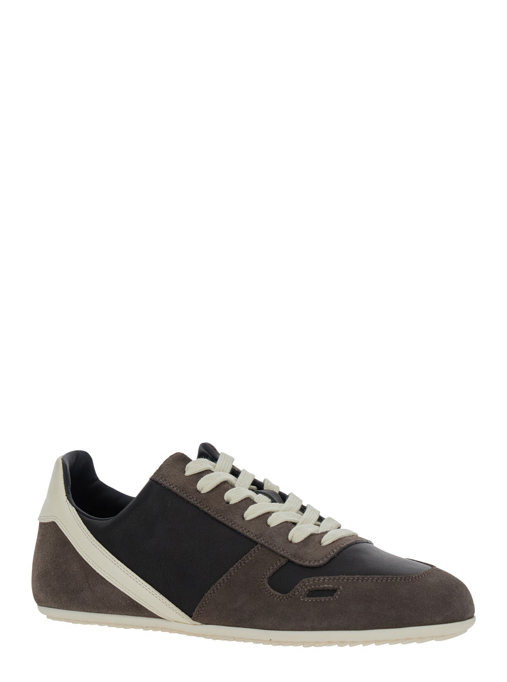 Rick Owens Women Black Low-Top Sneakers With Suede Inserts In Leather Woman RICK OWENS