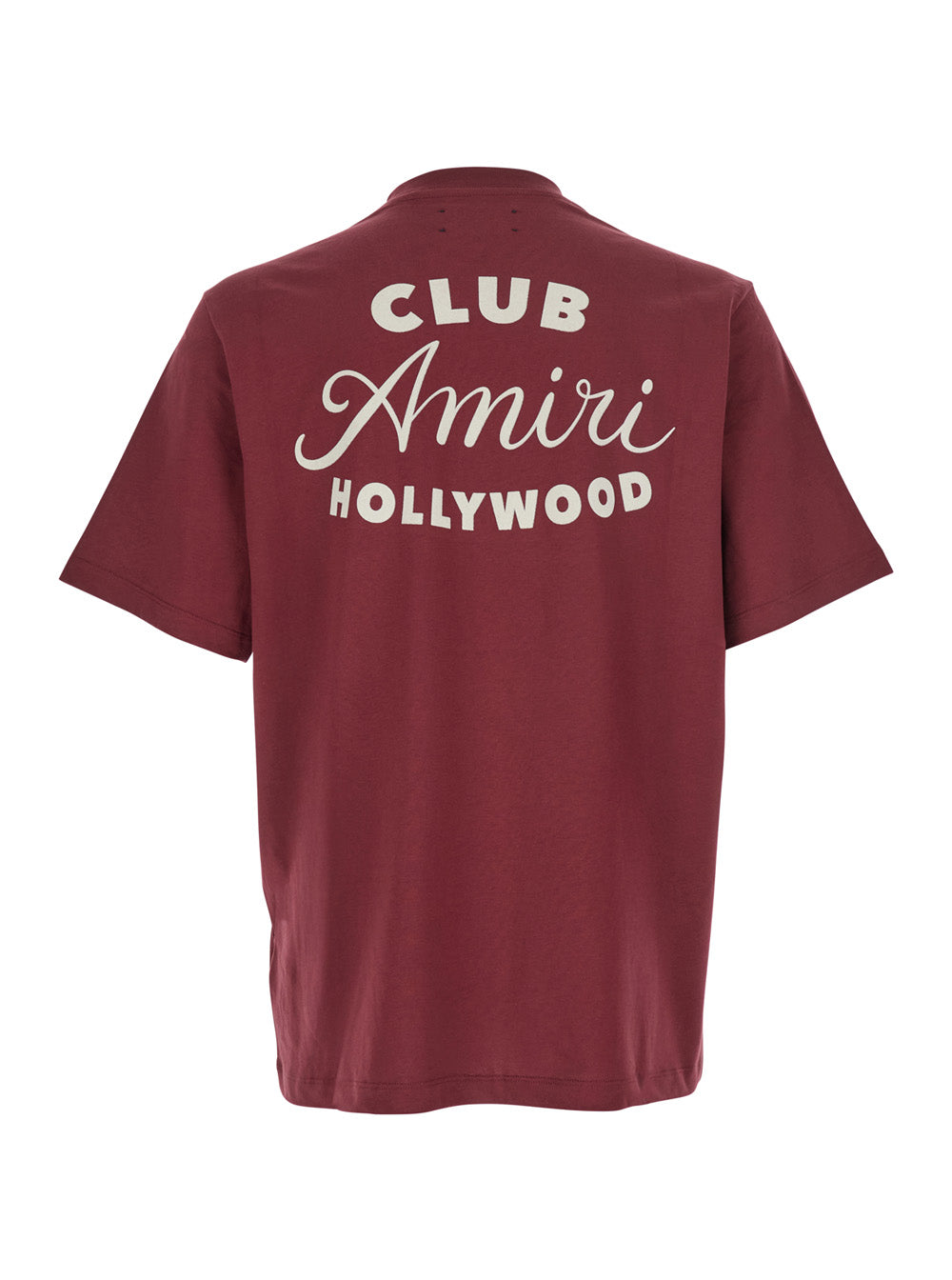 Amiri Men Bordeaux Crewneck T-Shirt With Logo Lettering On The Front And Maxi Logo Print On The Rear In Cotton Man AMIRI