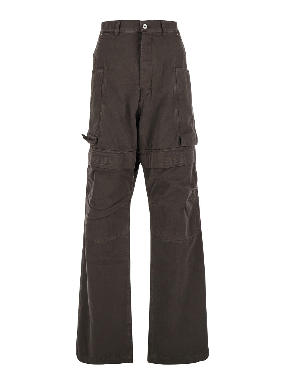 Drkshdw Men 'Stefan' Brown Wide Leg Cargo Pants With Patch Pockets In Cotton Man DRKSHDW