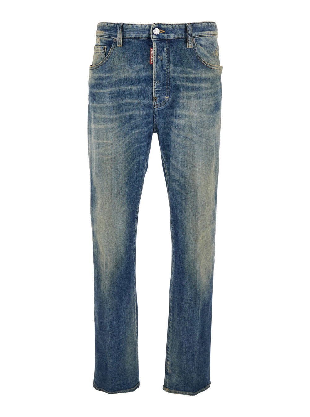 Dsquared2 Men Blue Jeans With Logo Patch On The Rear And Distressed Effect In Denim Man DSQUARED2