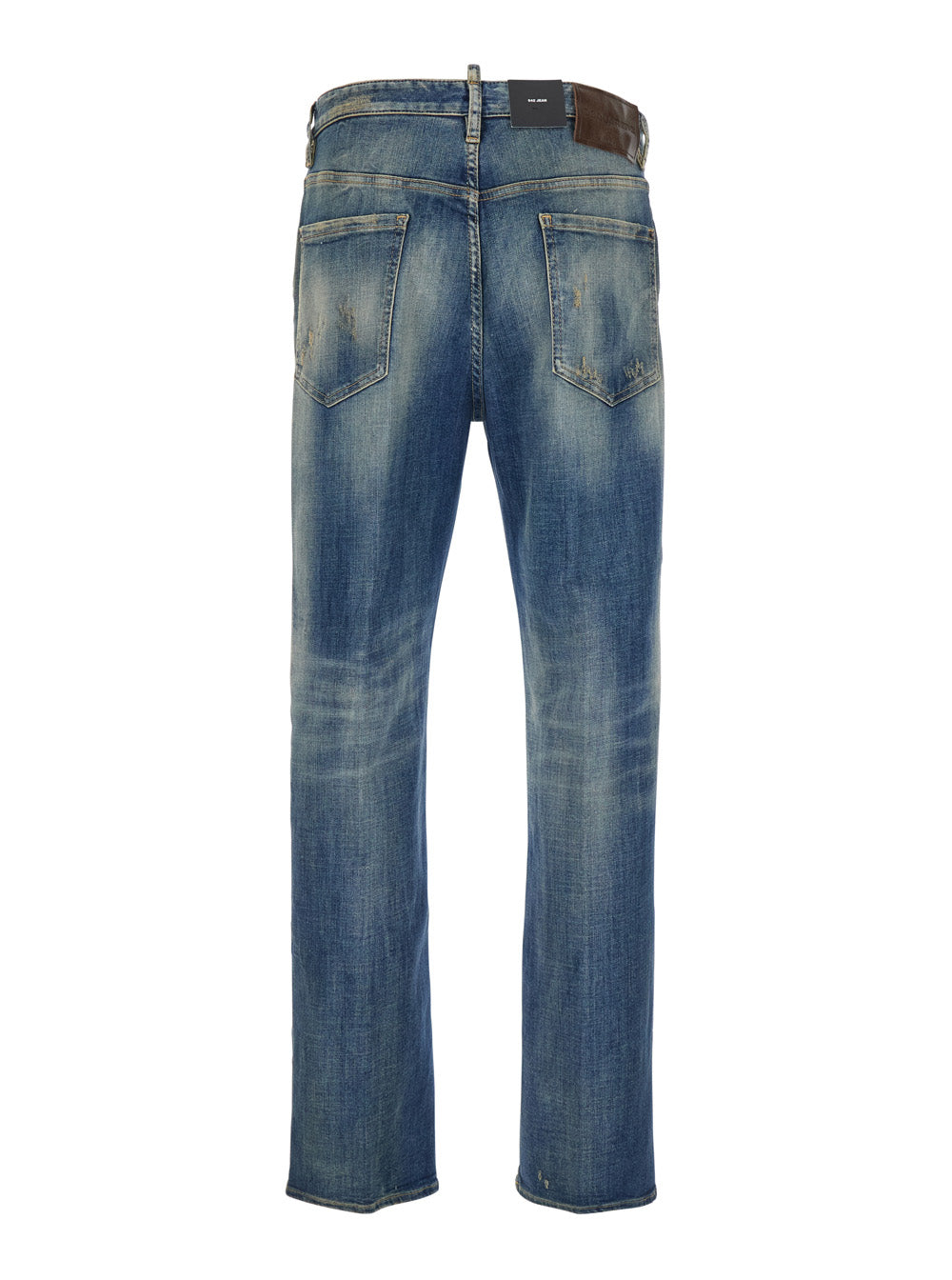 Dsquared2 Men Blue Jeans With Logo Patch On The Rear And Distressed Effect In Denim Man DSQUARED2