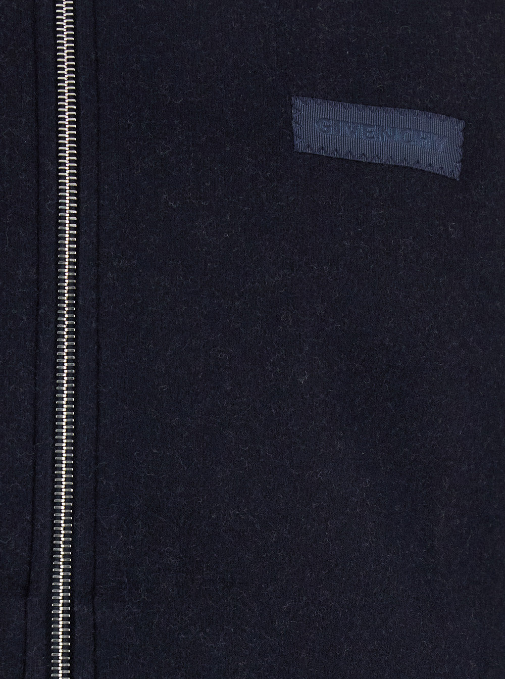 Givenchy Men Blue Jacket With High Neck And Logo Patch On The Front In Wool And Cashmere Blend Man GIVENCHY