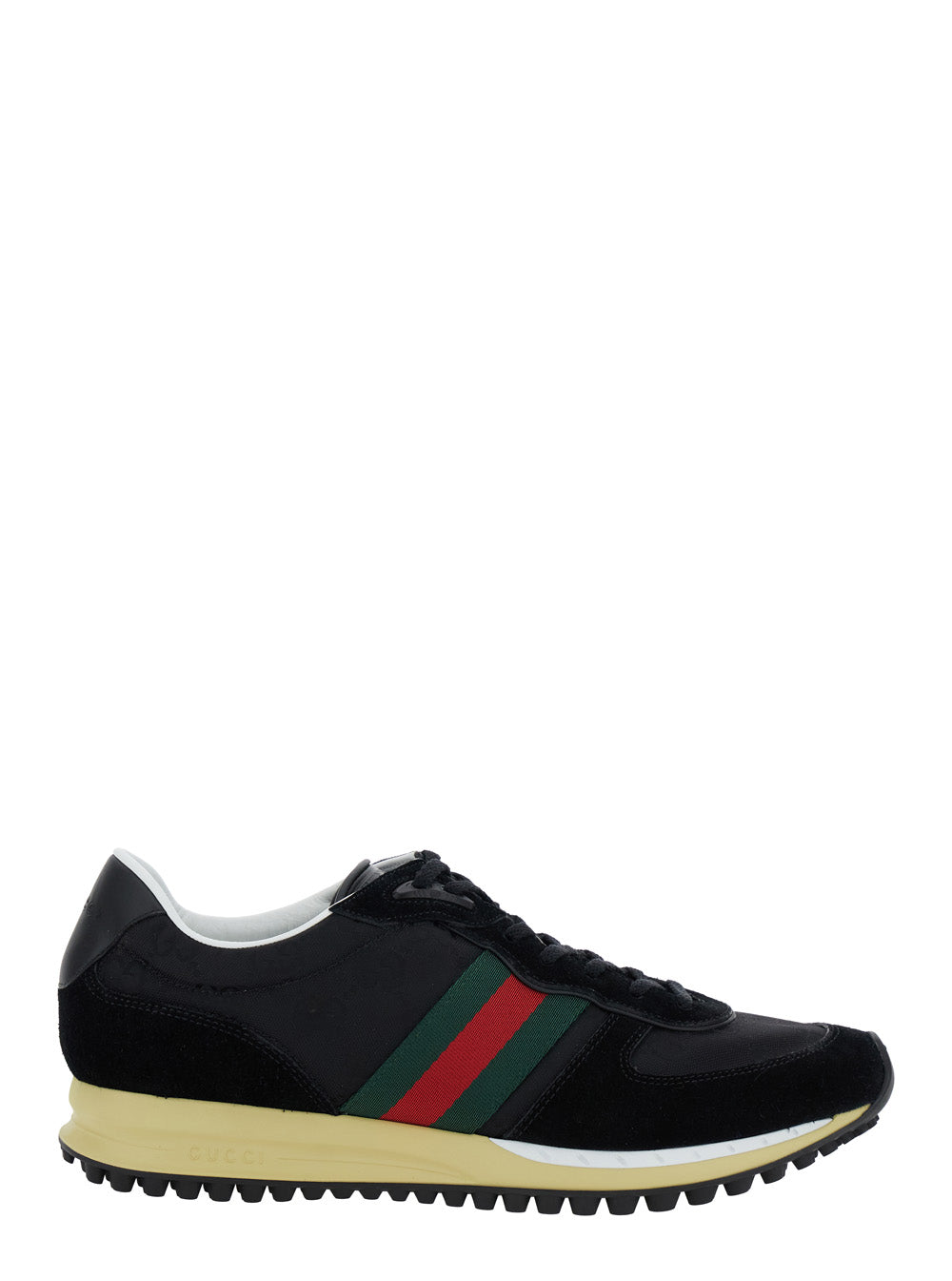 Gucci Men Black Low-Top Sneaker With Side Web Detail In Fabric Woman GUCCI