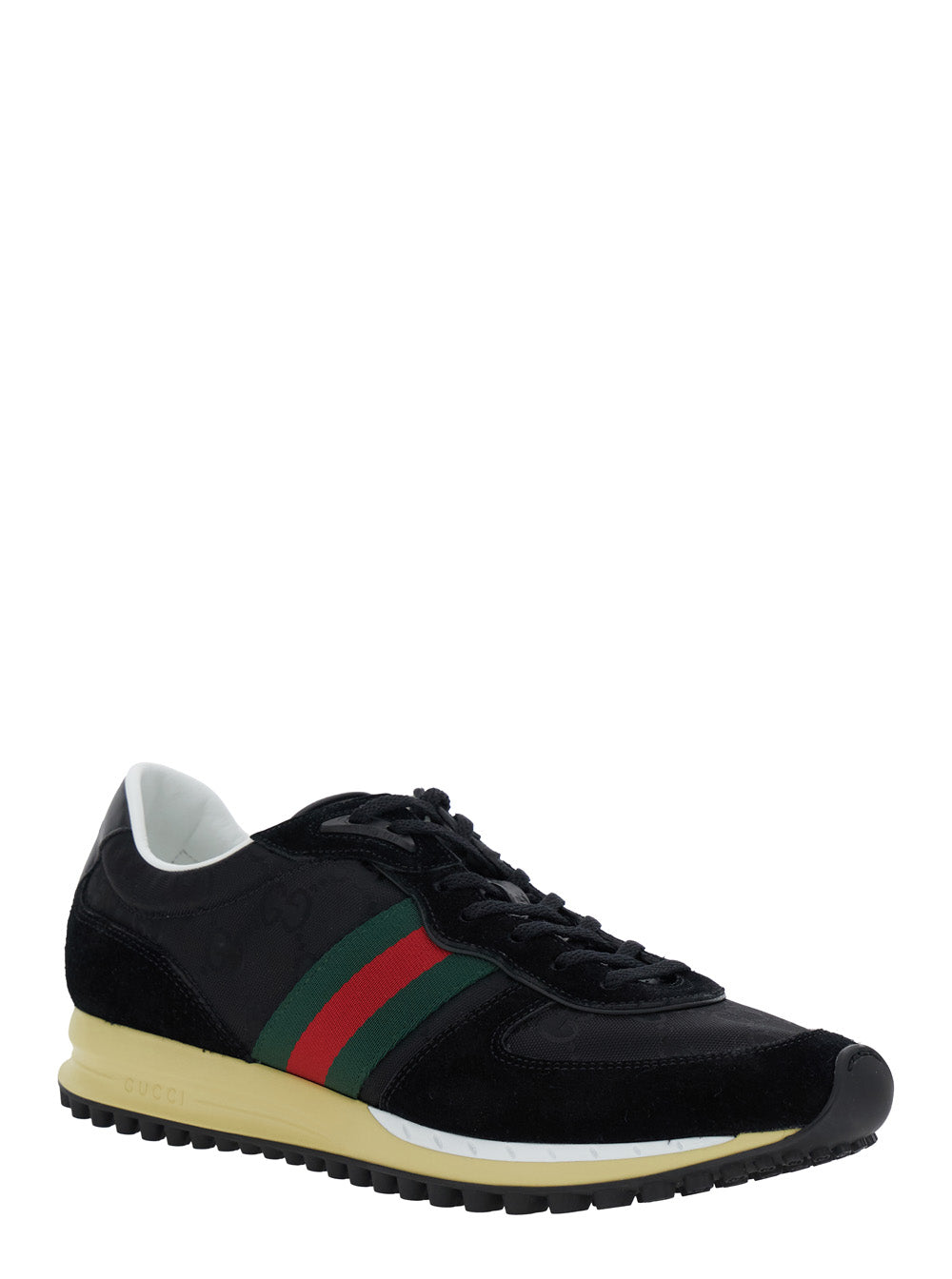 Gucci Men Black Low-Top Sneaker With Side Web Detail In Fabric Woman GUCCI