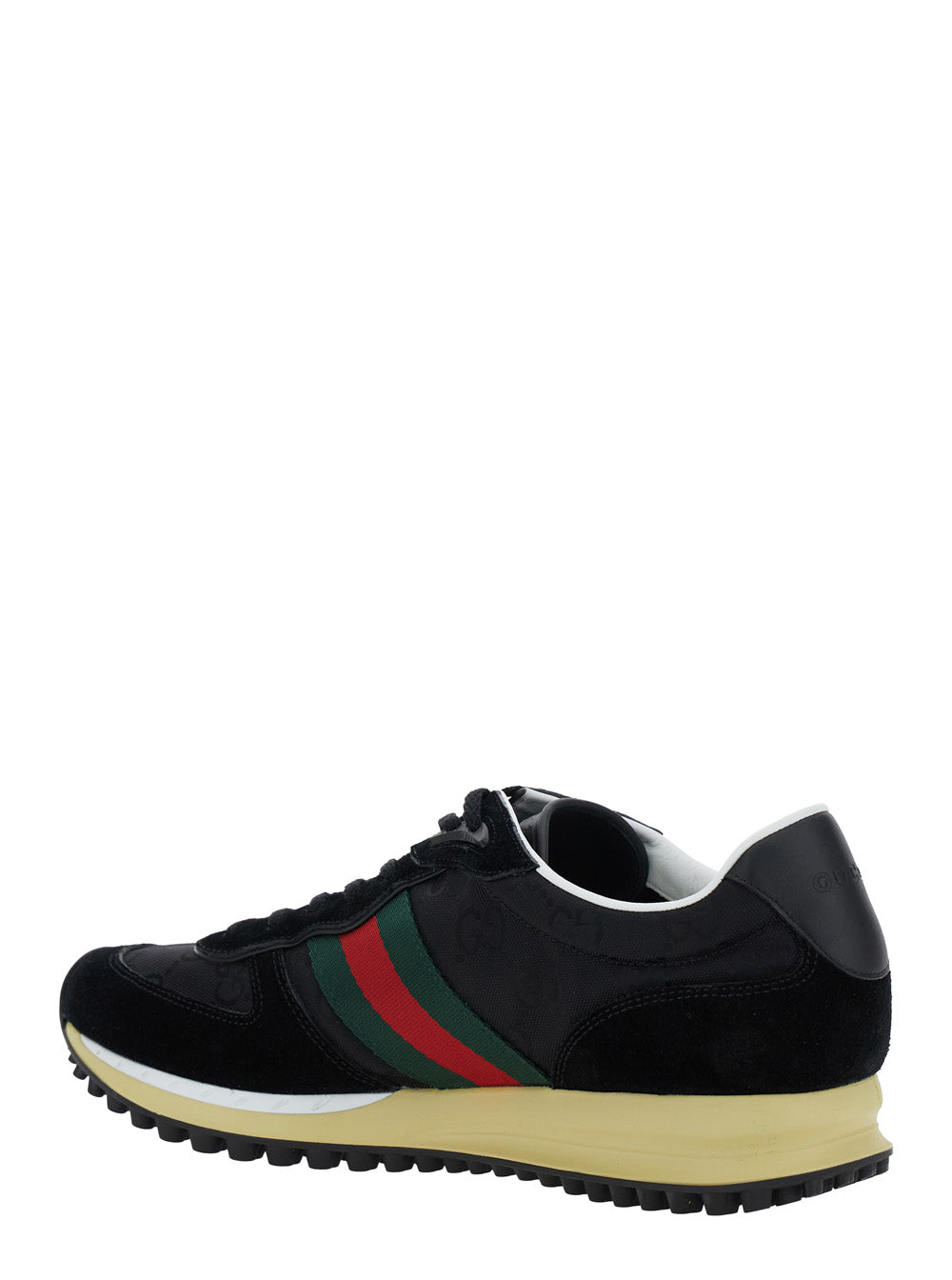 Gucci Men Black Low-Top Sneaker With Side Web Detail In Fabric Woman GUCCI