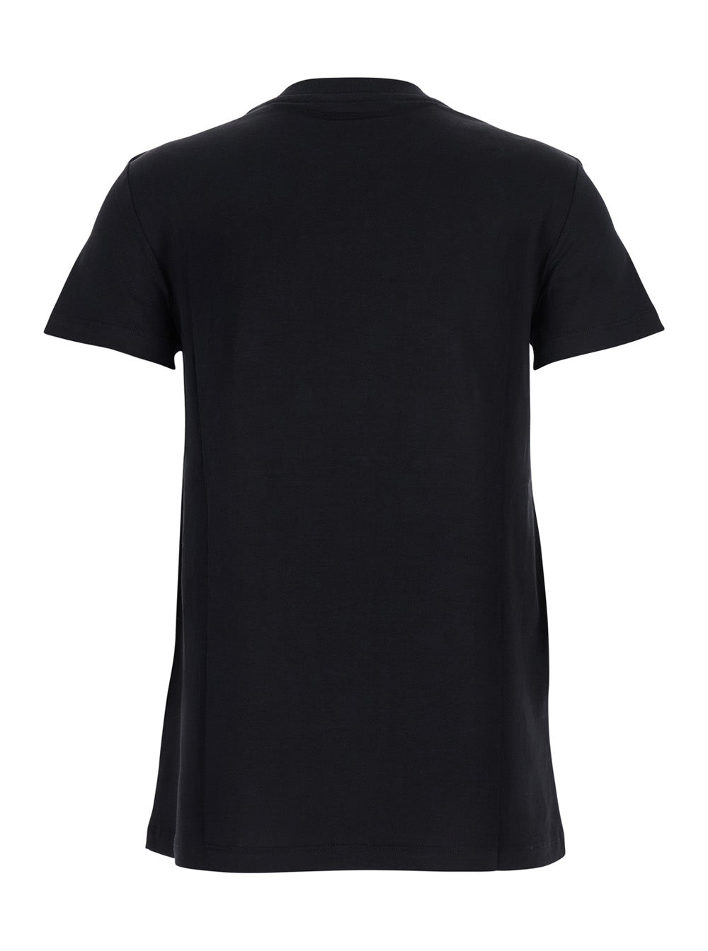 Max Mara Women Black Crew Neck T-Shirt With Front Logo In Cotton Woman MAX MARA
