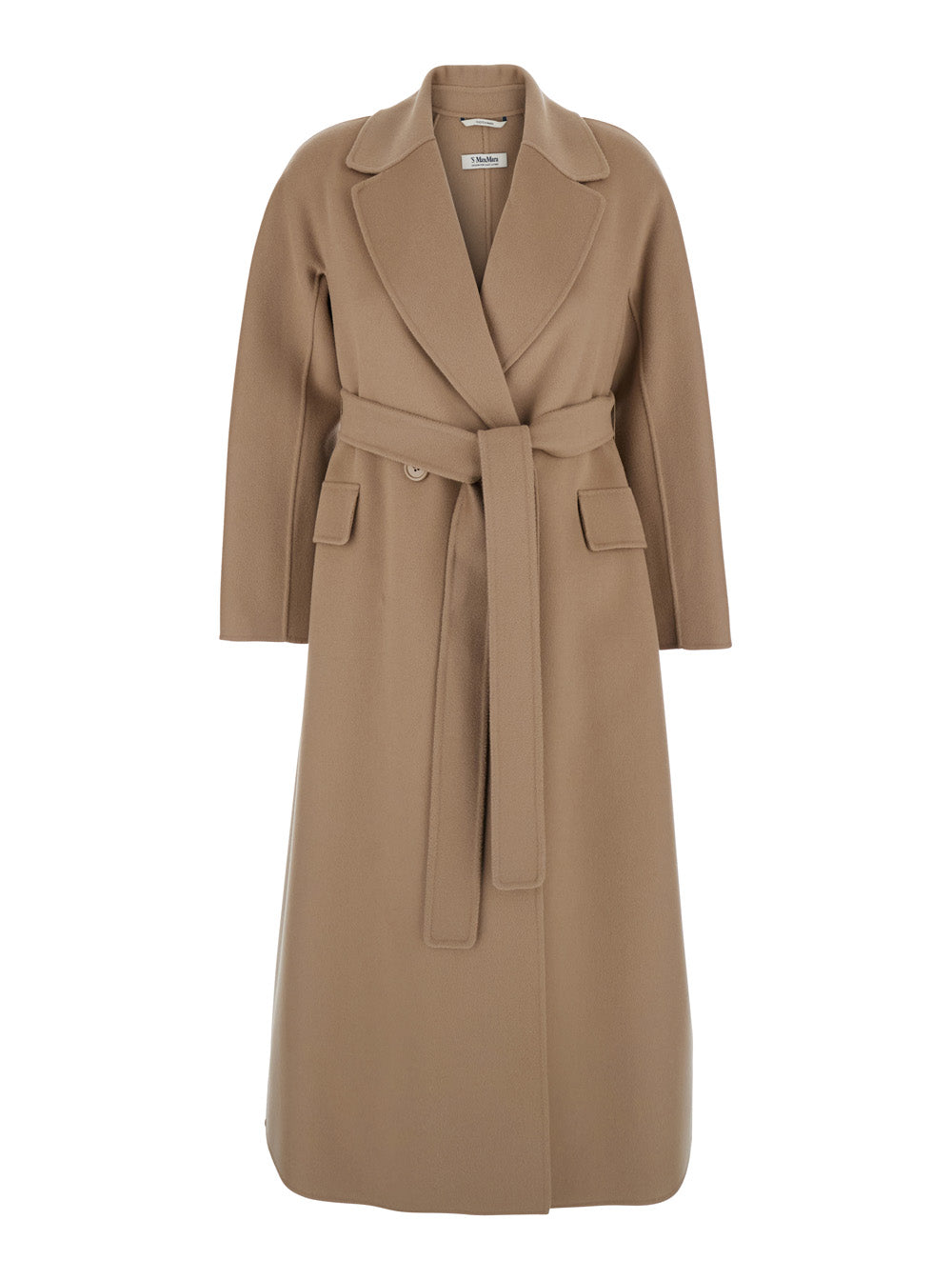 'S Maxmara Women 'Enzo' Beige Coat With Wide Notched Revers In Virgin Wool Woman S MAX MARA
