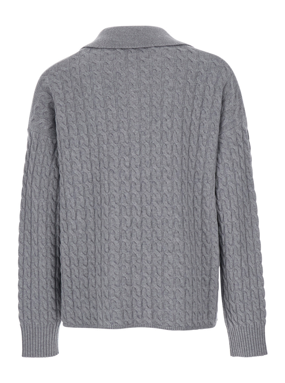 Ami Paris Men Grey Polo Shirt With Woven Design In Wool Man