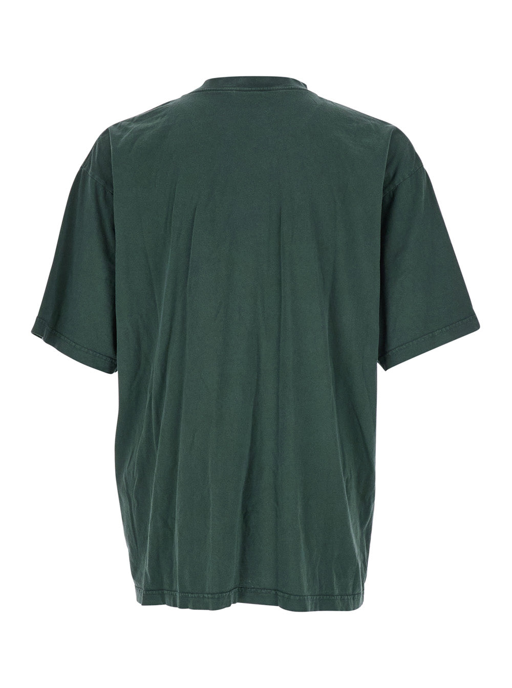 Balenciaga Men Green Crewneck T-Shirt With Logo On The Front In Cotton Man BALENCIAGA