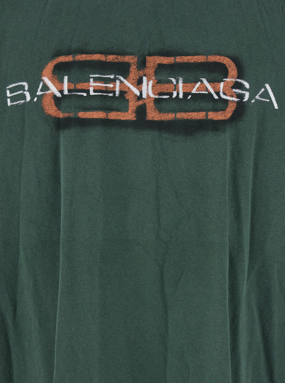 Balenciaga Men Green Crewneck T-Shirt With Logo On The Front In Cotton Man BALENCIAGA
