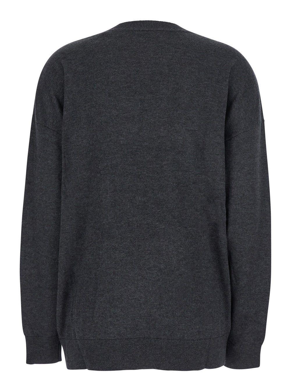 Isabel Marant Women Grey V-Neck Sweater With Ring Detail At The Waist In Fabric Woman ISABEL MARANT
