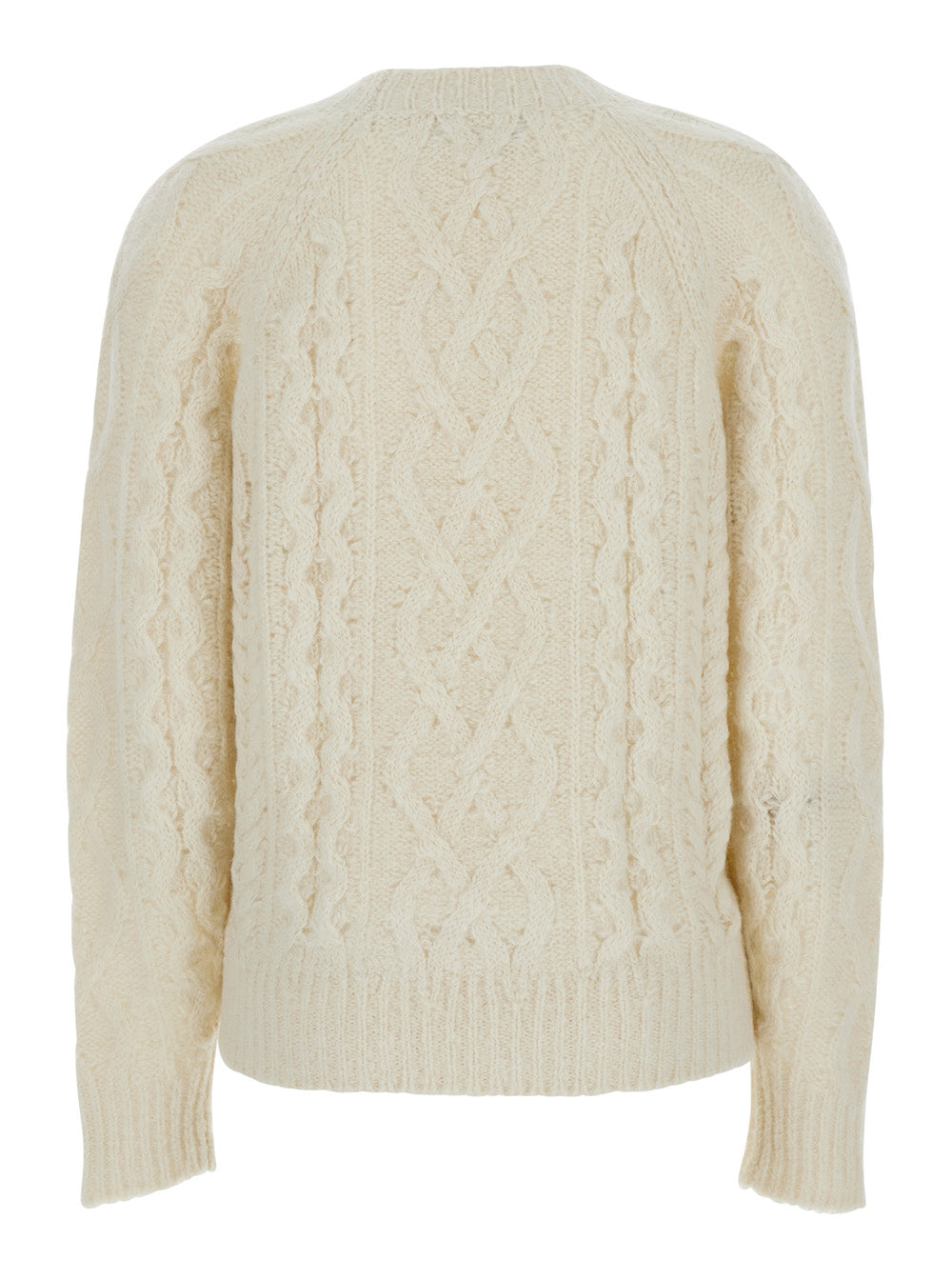 Isabel Marant Etoile Women White Crew Neck Sweater With Braided Design In Wool Woman ISABEL MARANT ETOILE