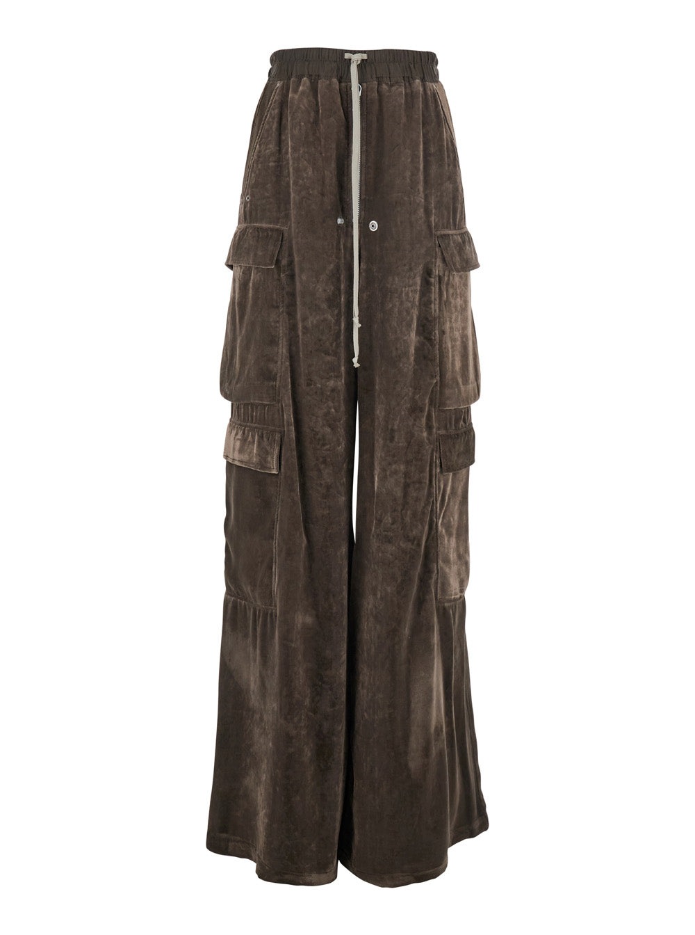 Rick Owens Women 'Cargo Belas' Brown Cargo Pants With Drawstring Waist And Cargo Pockets In Velvet Woman RICK OWENS