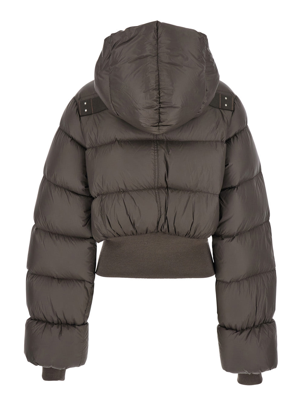 Rick Owens Women Brown Down Jacket With Crop Design And Fixed Hood In Tech Fabric Woman RICK OWENS