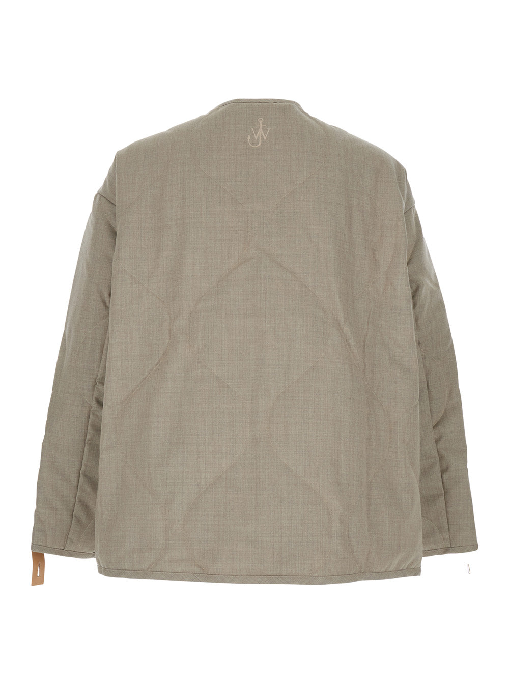 Jw Anderson Men Beige Crewneck Jacket With Quilted Design On The Front And Logo Embroidery On The Rear In Fabric Man J.W. ANDERSON