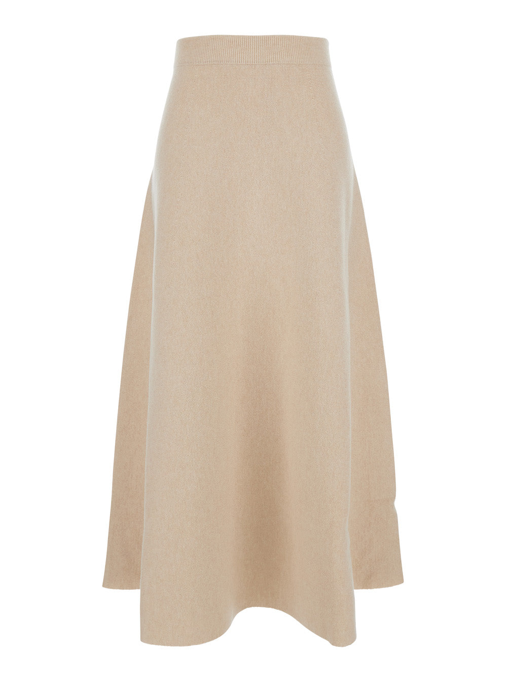 Max Mara Women 'Giberna' Beige Flared Skirt With Logo Patch On The Rear In Wool And Cashmere Woman
