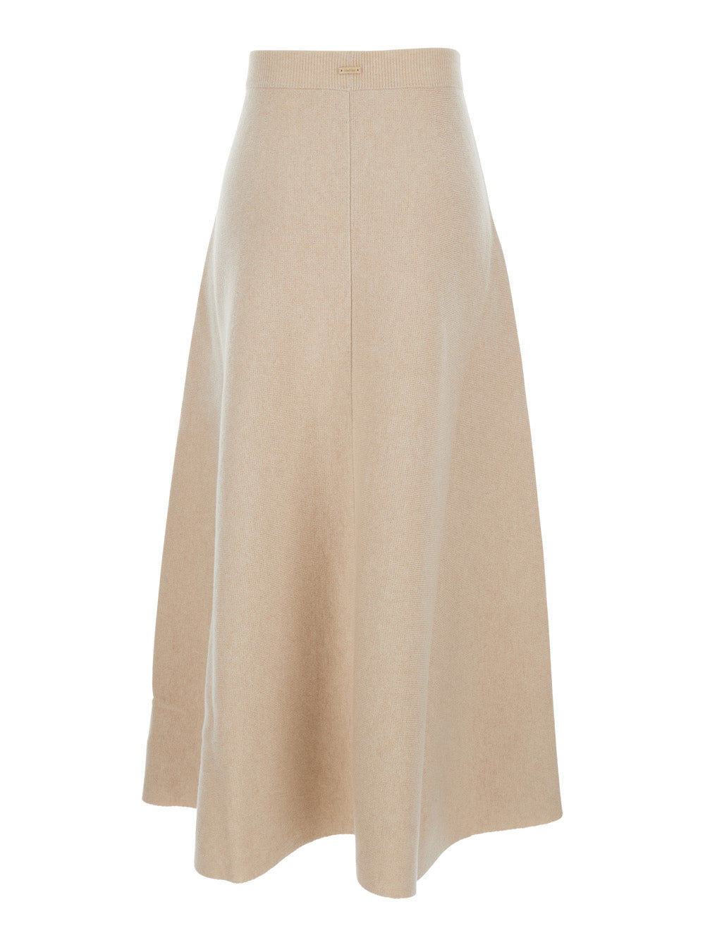 Max Mara Women 'Giberna' Beige Flared Skirt With Logo Patch On The Rear In Wool And Cashmere Woman