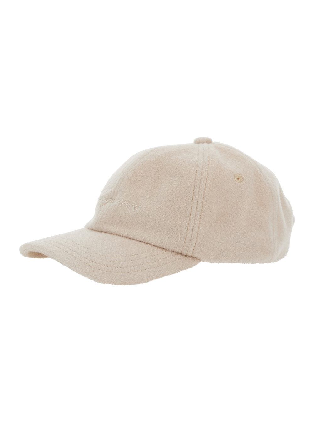 Jacquemus Women Beige Baseball Cap With Logo Lettering Embroidery On The Front In Wool Man JACQUEMUS