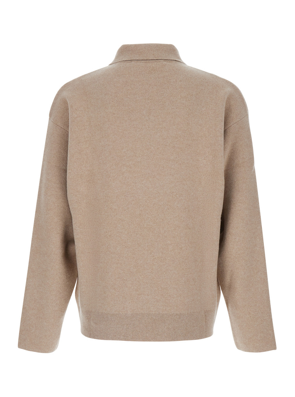 Jacquemus Men Beige Sweater With Polo Collar And Ribbed Details In Wool Man JACQUEMUS