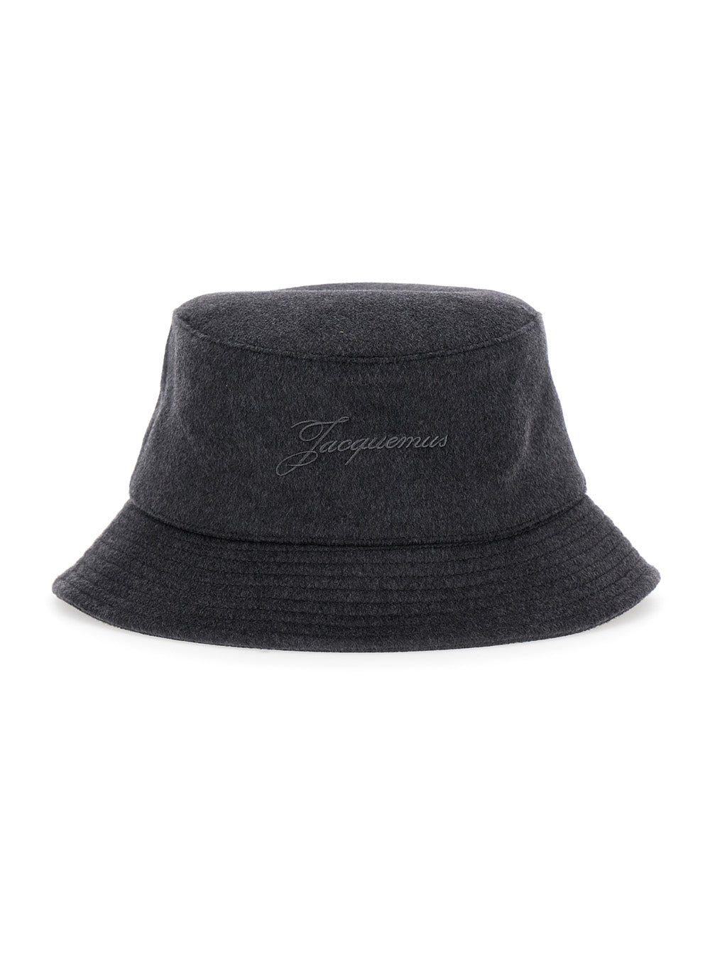 Jacquemus Men 'Le Bob Cachemiro' Grey Bucket Hat With Logo Lettering Embroidery On The Front And Ribbed Brim In Wool Man JACQUEMUS