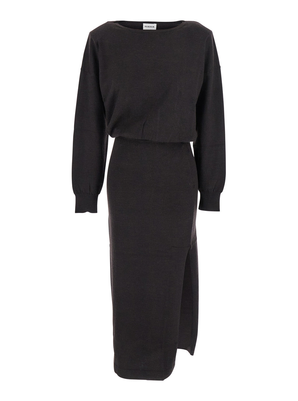 P.A.R.O.S.H. Women Brown Dress With Boat Neck In Wool And Cashmere Blend Woman P.A.R.O.S.H.