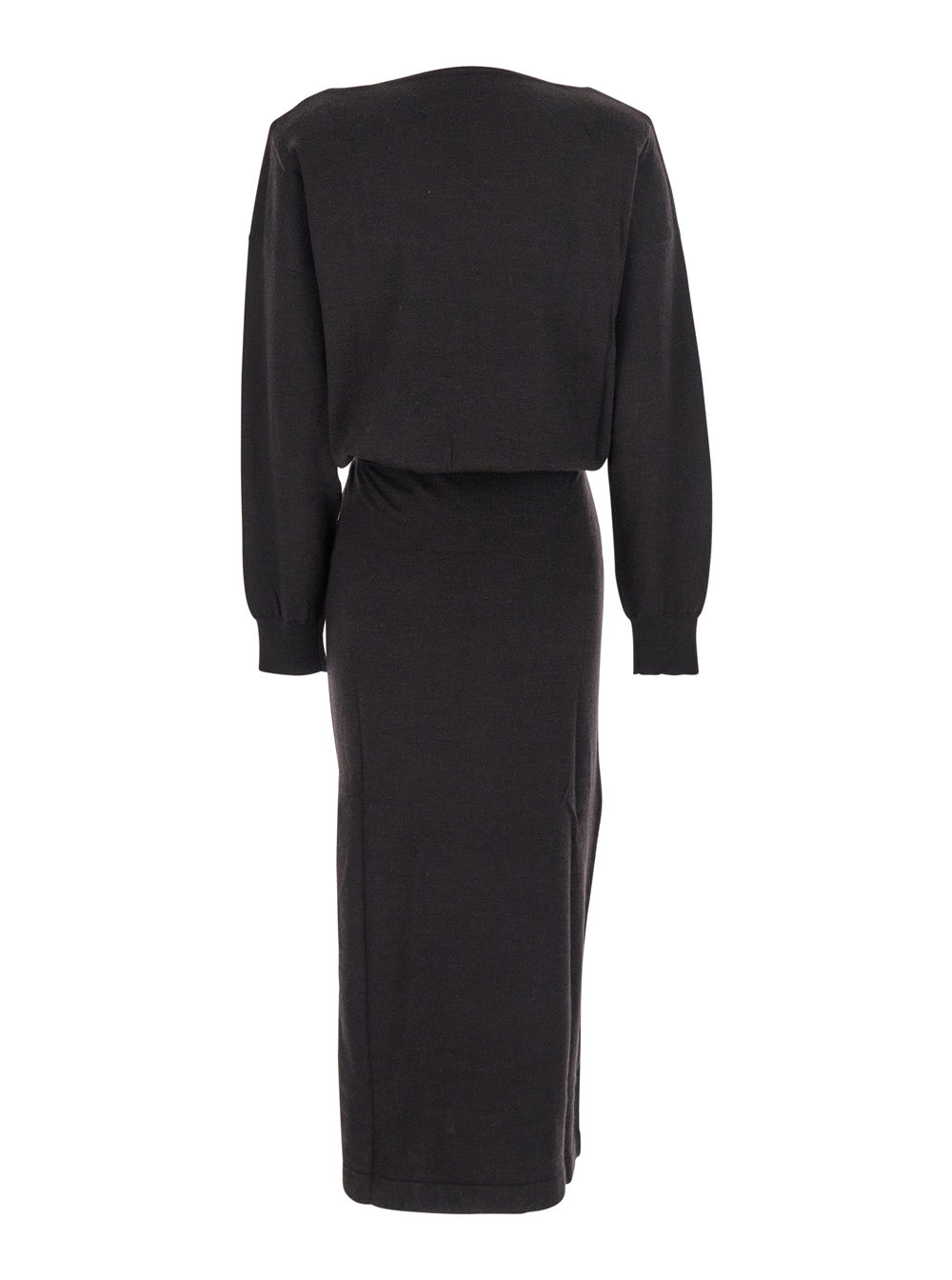 P.A.R.O.S.H. Women Brown Dress With Boat Neck In Wool And Cashmere Blend Woman P.A.R.O.S.H.