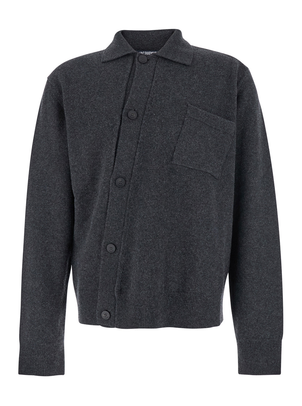Jacquemus Men Grey Cardigan With Asymmetrical Design In Wool Man JACQUEMUS