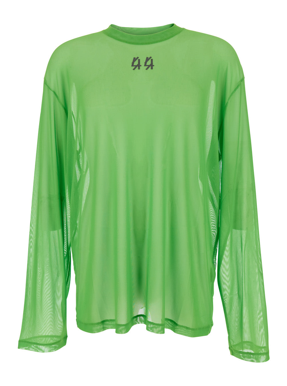 44 Label Group Men Green Turtleneck Sweater With Semi-Sheer Design In Mesh Man 44 LABEL GROUP