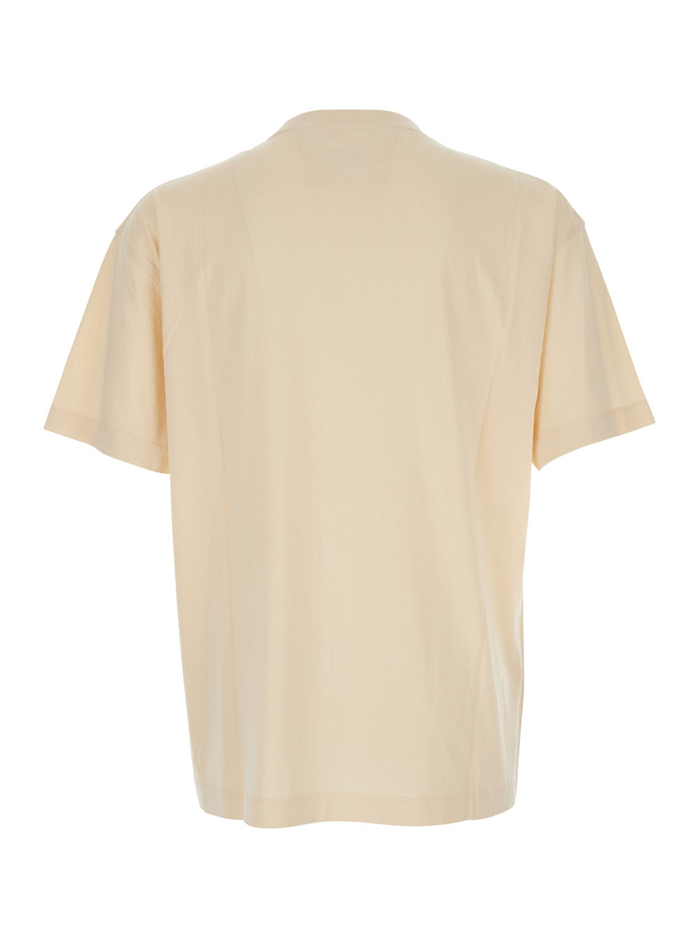 C.P. Company Men Beige T-Shirt With Logo On The Front In Cotton Man C.P. COMPANY