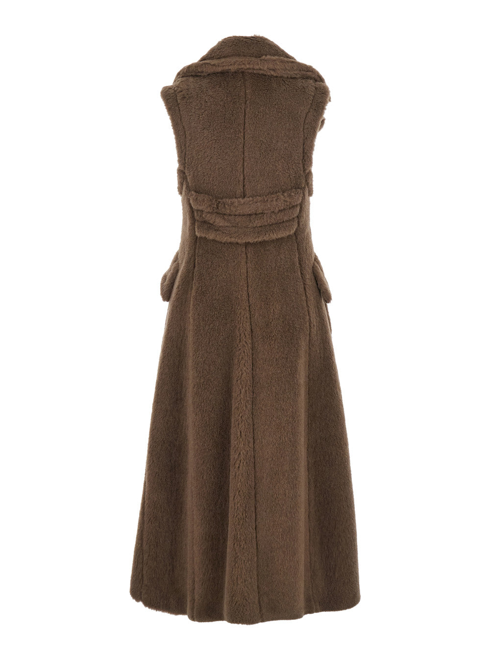 Max Mara Women Brown Sleeveless Coat With Wide Classic Lapels In Fur Woman MAX MARA