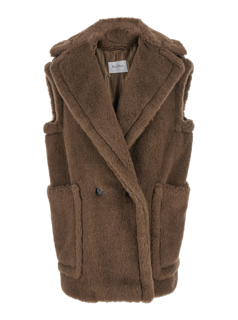 Max Mara Women Brown Vest With Wide Classic Lapels In Fur Woman MAX MARA