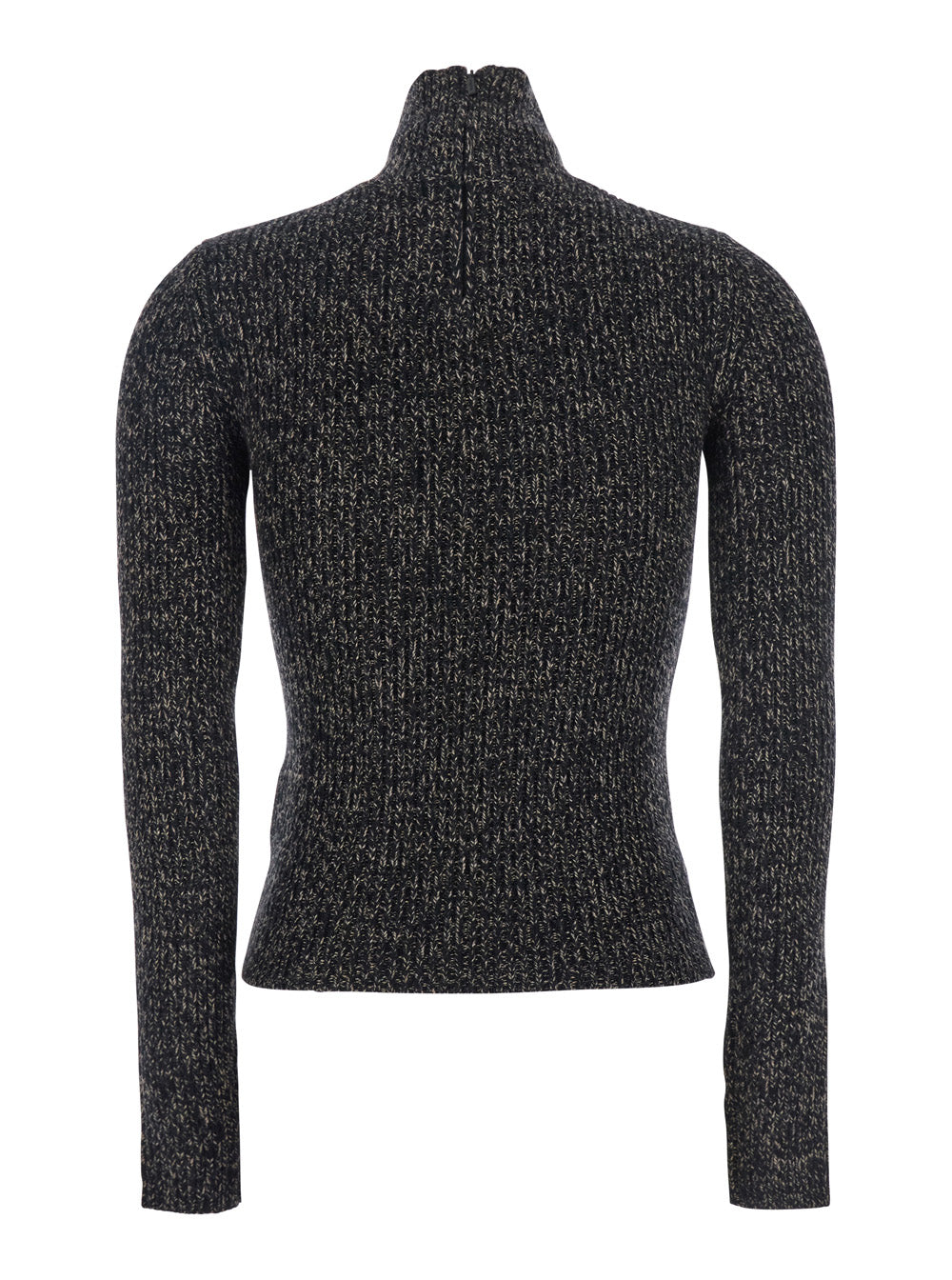 Max Mara Women Grey Turtleneck Sweater With Ribbed Design In Wool Blend Woman MAX MARA