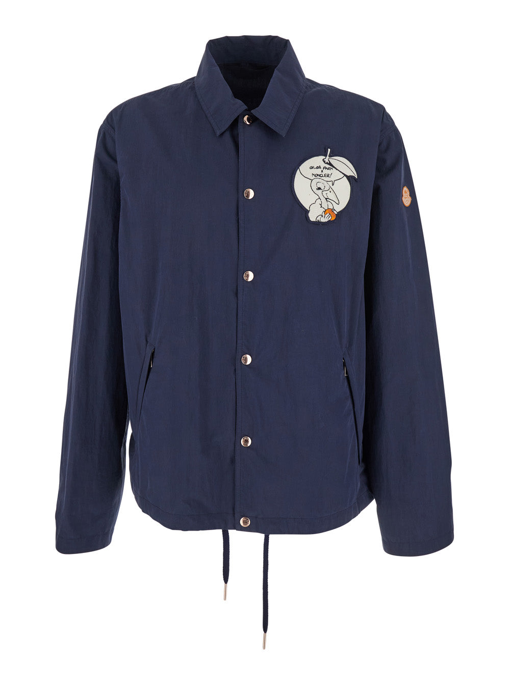 Moncler Genius Men 'Satsuma' Blue Jacket With Logo Patch On The Sleeve And Maxi Logo Patch On The Rear In Cotton Blend Man MONCLER GENIUS