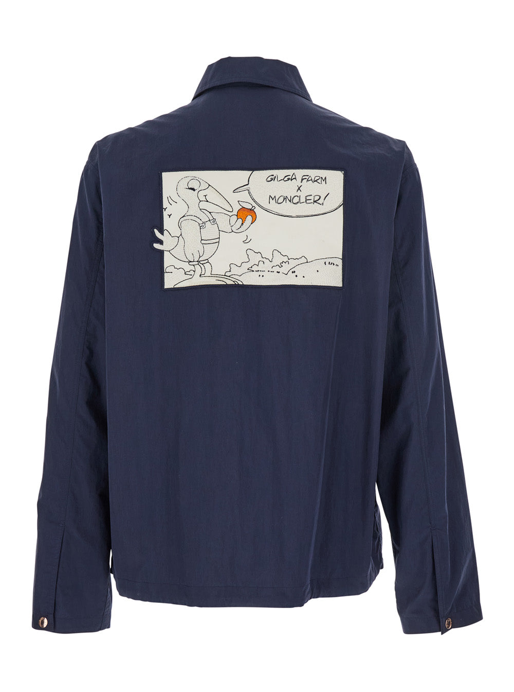 Moncler Genius Men 'Satsuma' Blue Jacket With Logo Patch On The Sleeve And Maxi Logo Patch On The Rear In Cotton Blend Man MONCLER GENIUS