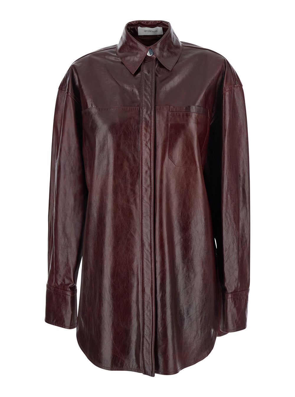 Sportmax Women 'Borel' Bordeaux Jacket With Classic Collar And Front Button Closure In Leather Woman SPORTMAX