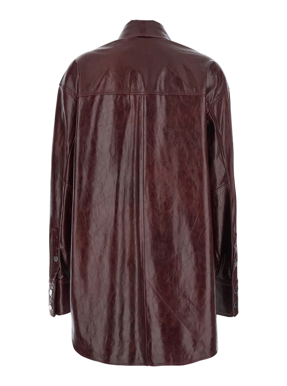 Sportmax Women 'Borel' Bordeaux Jacket With Classic Collar And Front Button Closure In Leather Woman SPORTMAX