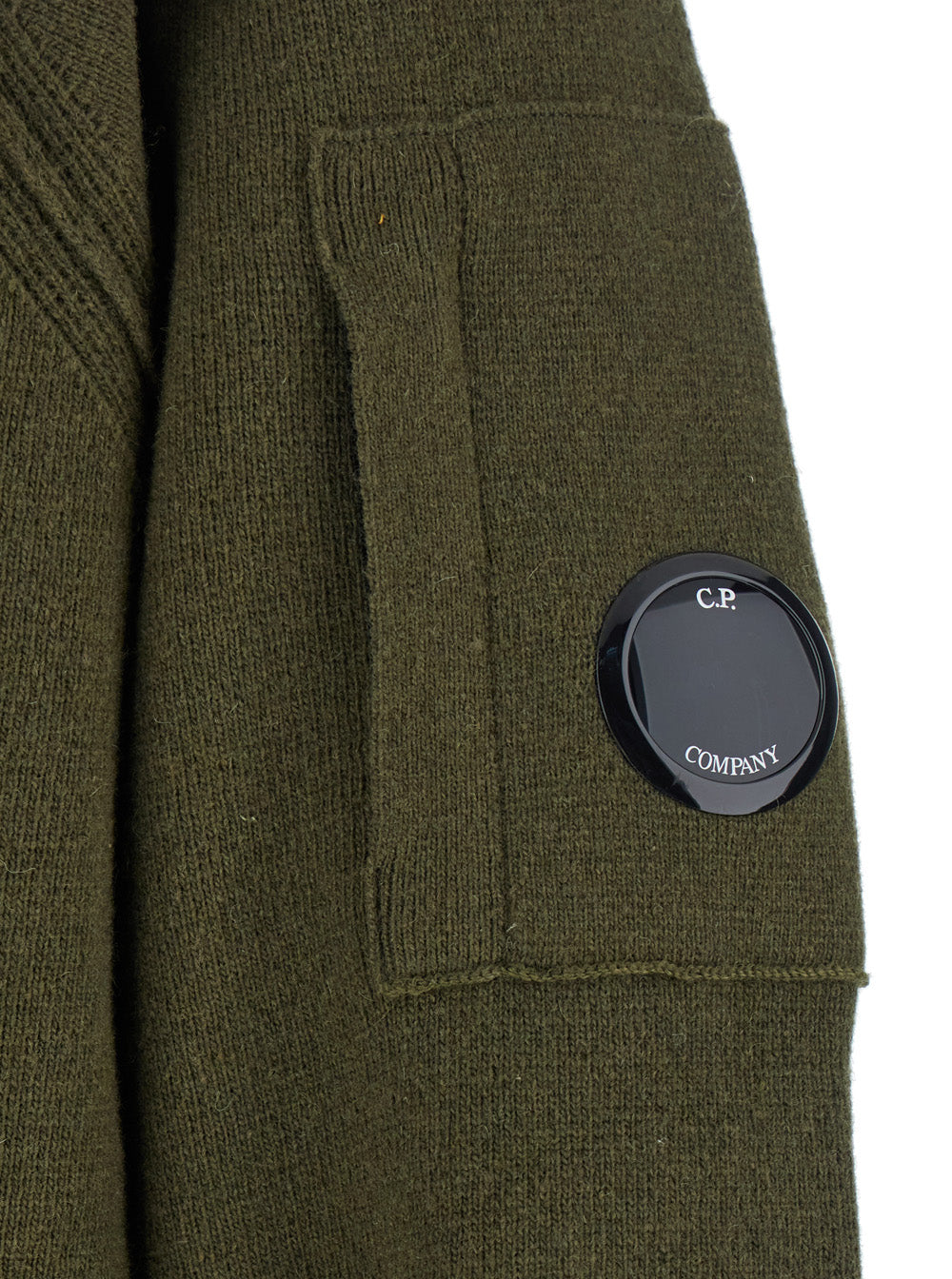 C.P. Company Men Green Turtleneck Sweater With Logo Plaque On The Sleeve In Wool Man C.P. COMPANY