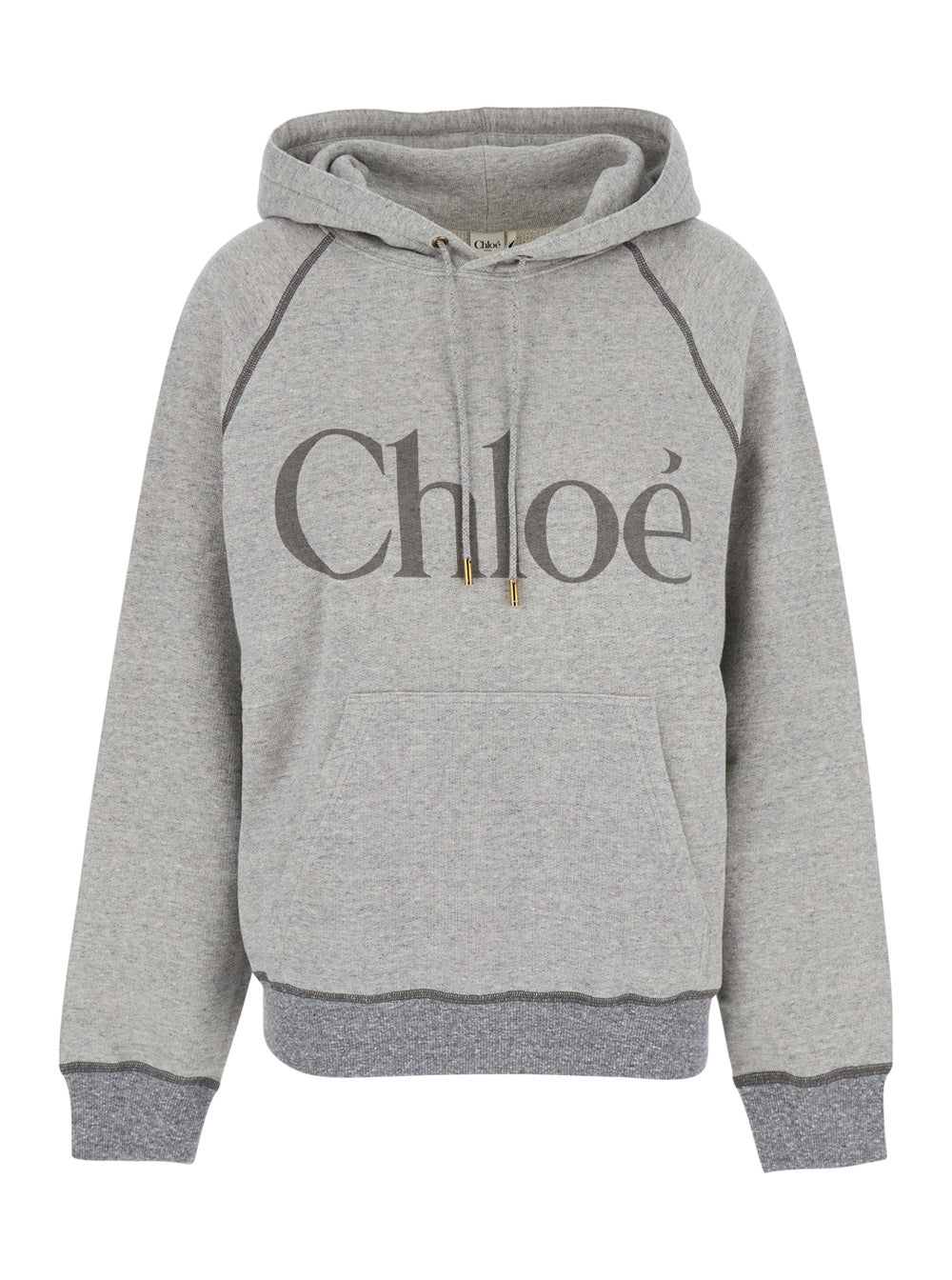 Chloé Women Grey Sweatshirt With Front Logo Lettering In Cotton Blend Woman CHLOE