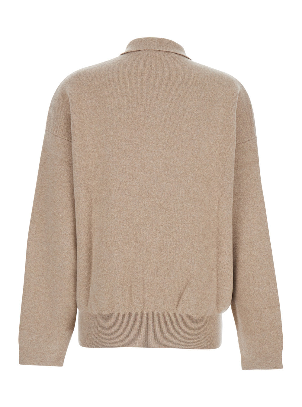 Jacquemus Women 'La Maille Vareuse Pallone' Beige Sweater With Polo Shirt Style Collar In Wool And Cashmere Stretch Woman JACQUEMUS